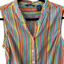 Switch Life Style Coastal Beachy Festival Sleeveless Tie Front Cotton Striped Shirt XL 3 image