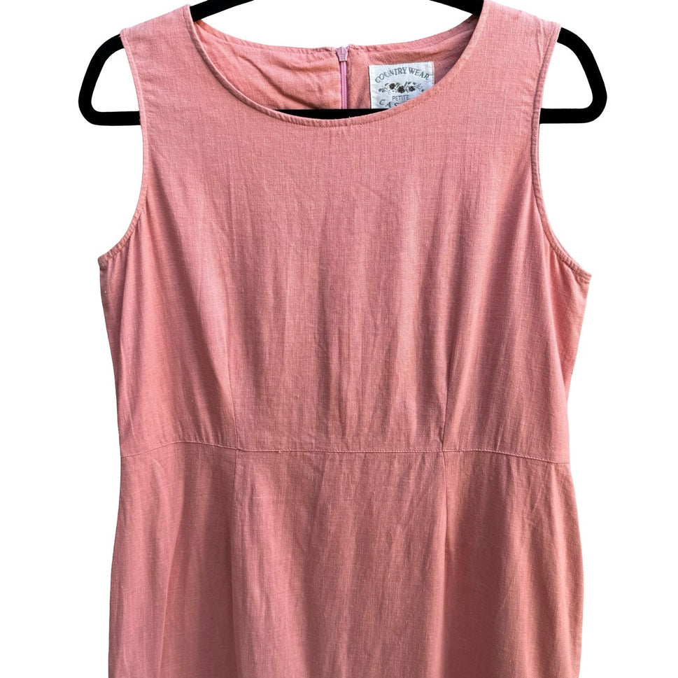 Country Wear Embroidered Linen Silk Cottagecore Lagenlook Sheer Hem Sheath Dress