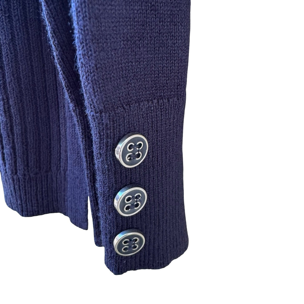 89th + Madison Minimalist Preppy Layering Ribbed Open Front Cardigan Navy L NEW