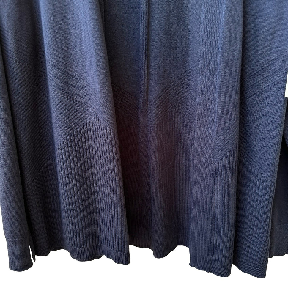 89th + Madison Minimalist Preppy Layering Ribbed Open Front Cardigan Navy L NEW