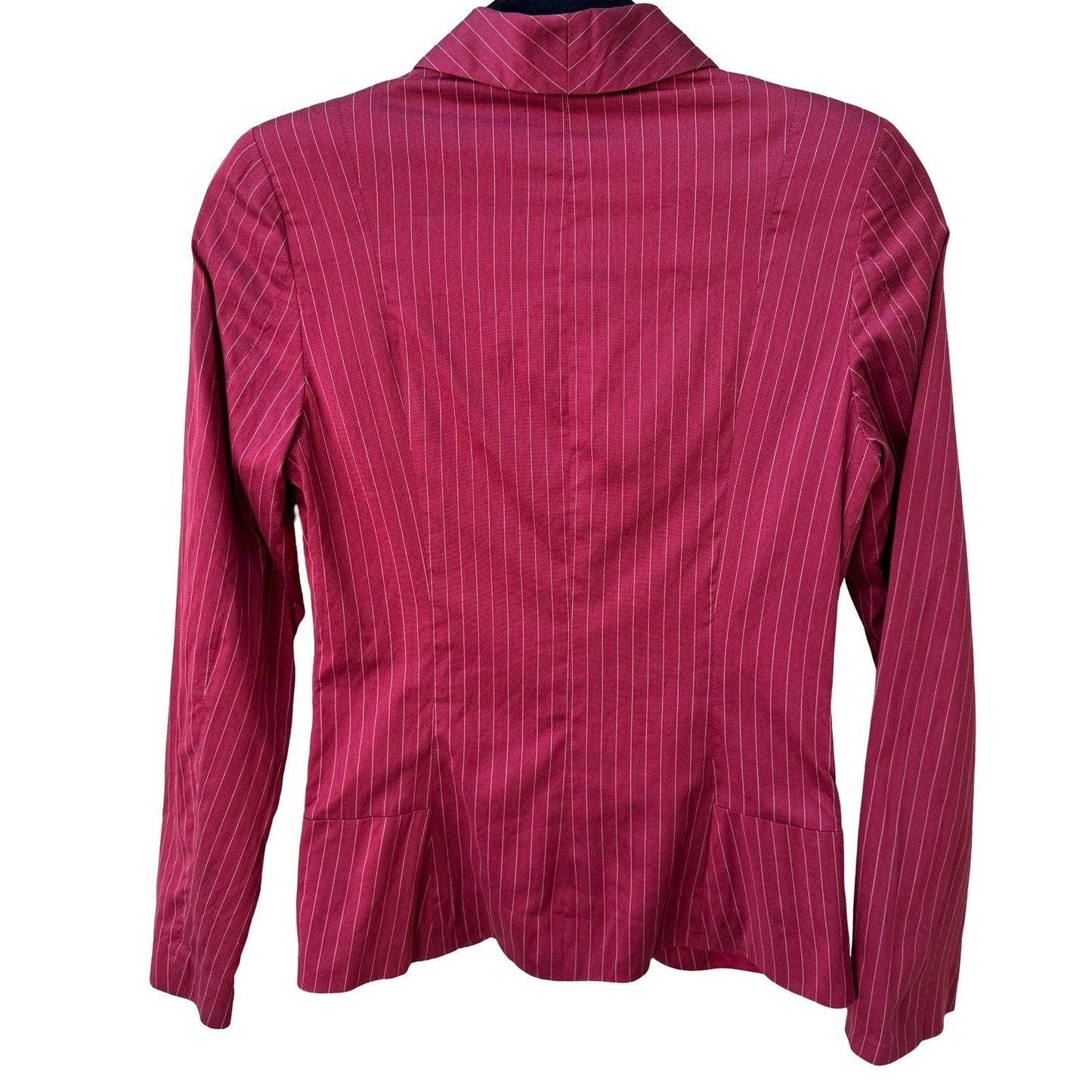 Barneys New York Vintage 90s Red Pinstripe Italian Cotton Silk Blazer Jacket 4