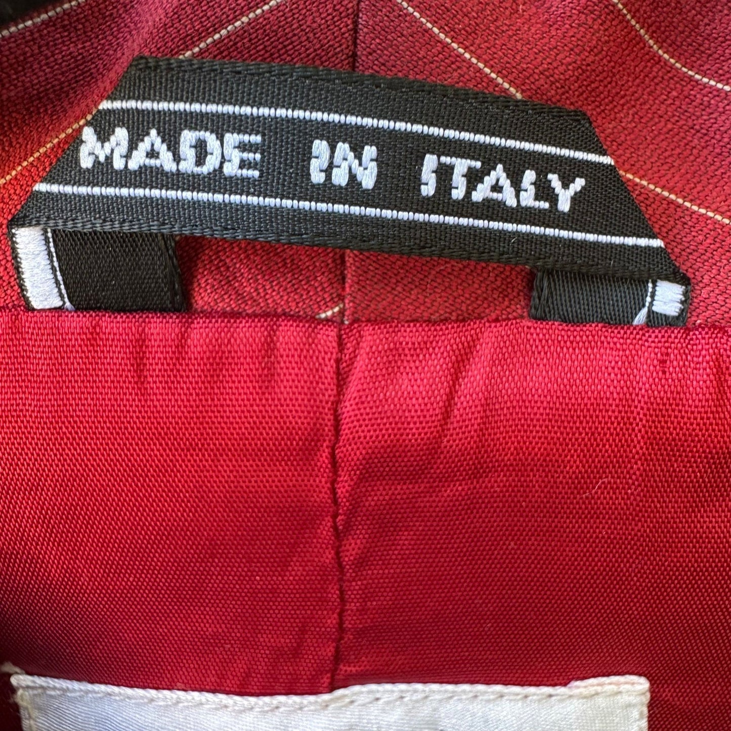 Barneys New York Vintage 90s Red Pinstripe Italian Cotton Silk Blazer Jacket 4