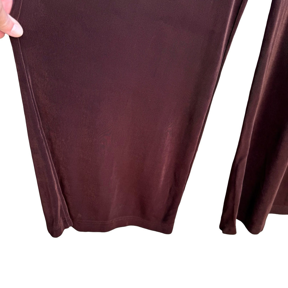 Boston Proper Vintage Brown Wide Leg Palazzo Pants High Rise Stretch Jersey Med