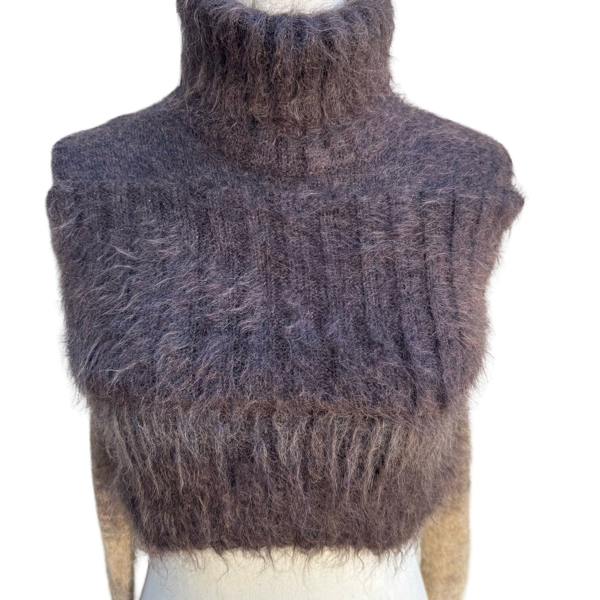 Jean Paul Gaultier Maille Vintage Ombre Fuzzy Mohair Shrug Crop Sweater Brown S