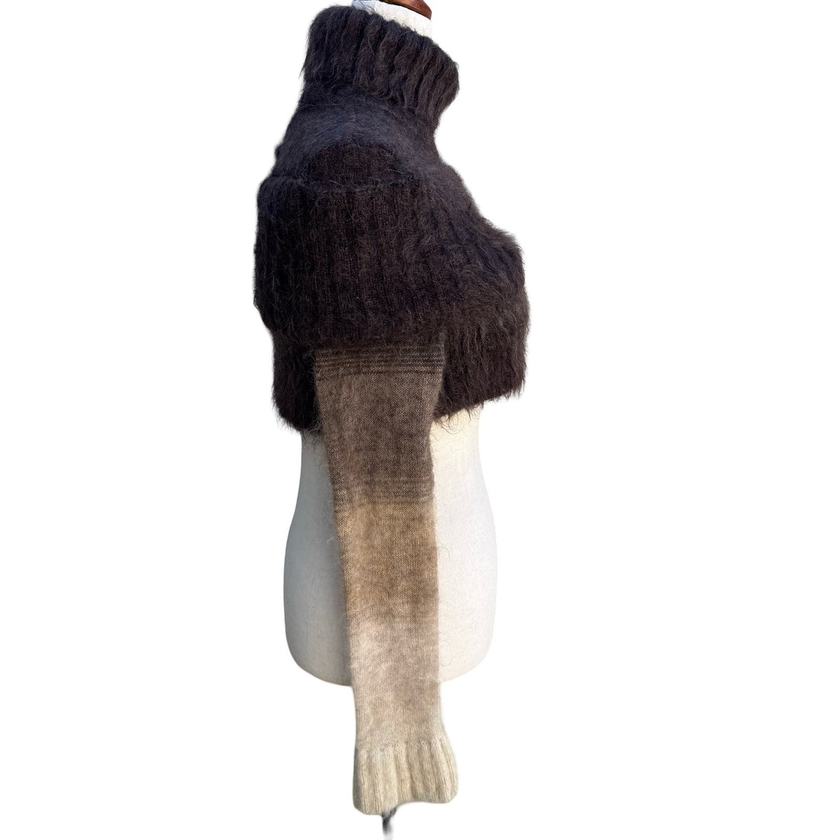 Jean Paul Gaultier Maille Vintage Ombre Fuzzy Mohair Shrug Crop Sweater Brown S