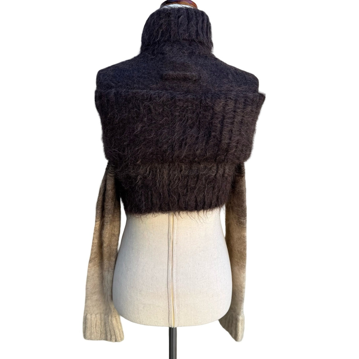 Jean Paul Gaultier Maille Vintage Ombre Fuzzy Mohair Shrug Crop Sweater Brown S