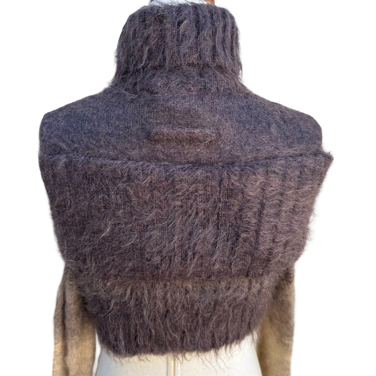 Jean Paul Gaultier Maille Vintage Ombre Fuzzy Mohair Shrug Crop Sweater Brown S