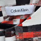 Switch Calvin Klein Womens Sleeveless Pleat Neck Shell Top Geometric Print Black Red L 2 image