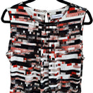 Switch Calvin Klein Womens Sleeveless Pleat Neck Shell Top Geometric Print Black Red L 3 image