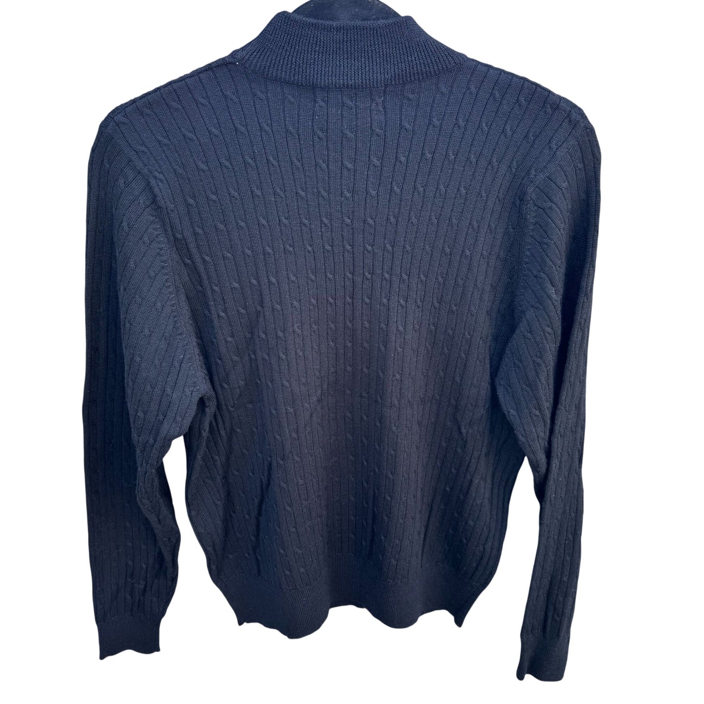 Harve Benard HBII Vintage Black Cable Knit Womens M Mock Neck Sweater Wool Blend