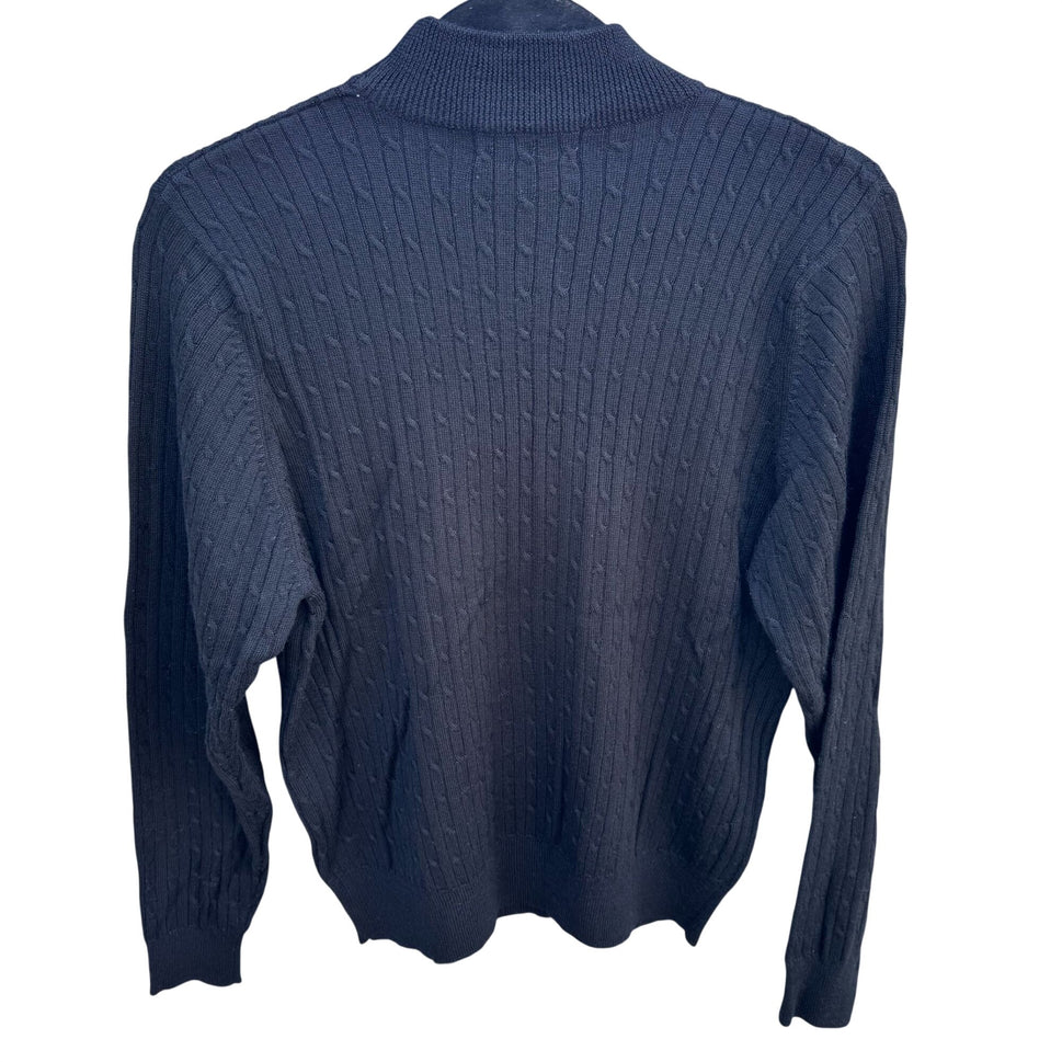 Harve Benard HBII Vintage Black Cable Knit Womens M Mock Neck Sweater Wool Blend