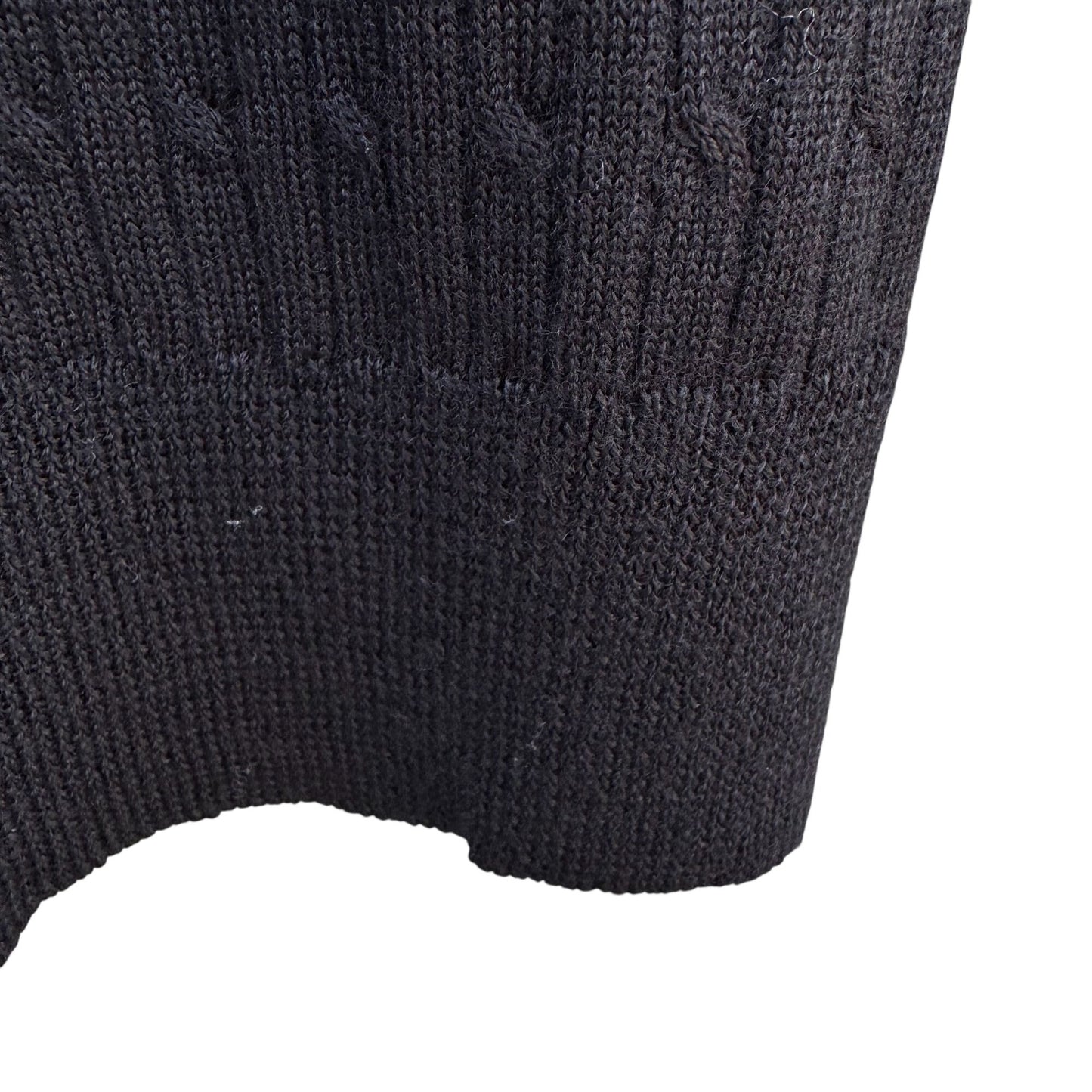 Harve Benard HBII Vintage Black Cable Knit Womens M Mock Neck Sweater Wool Blend