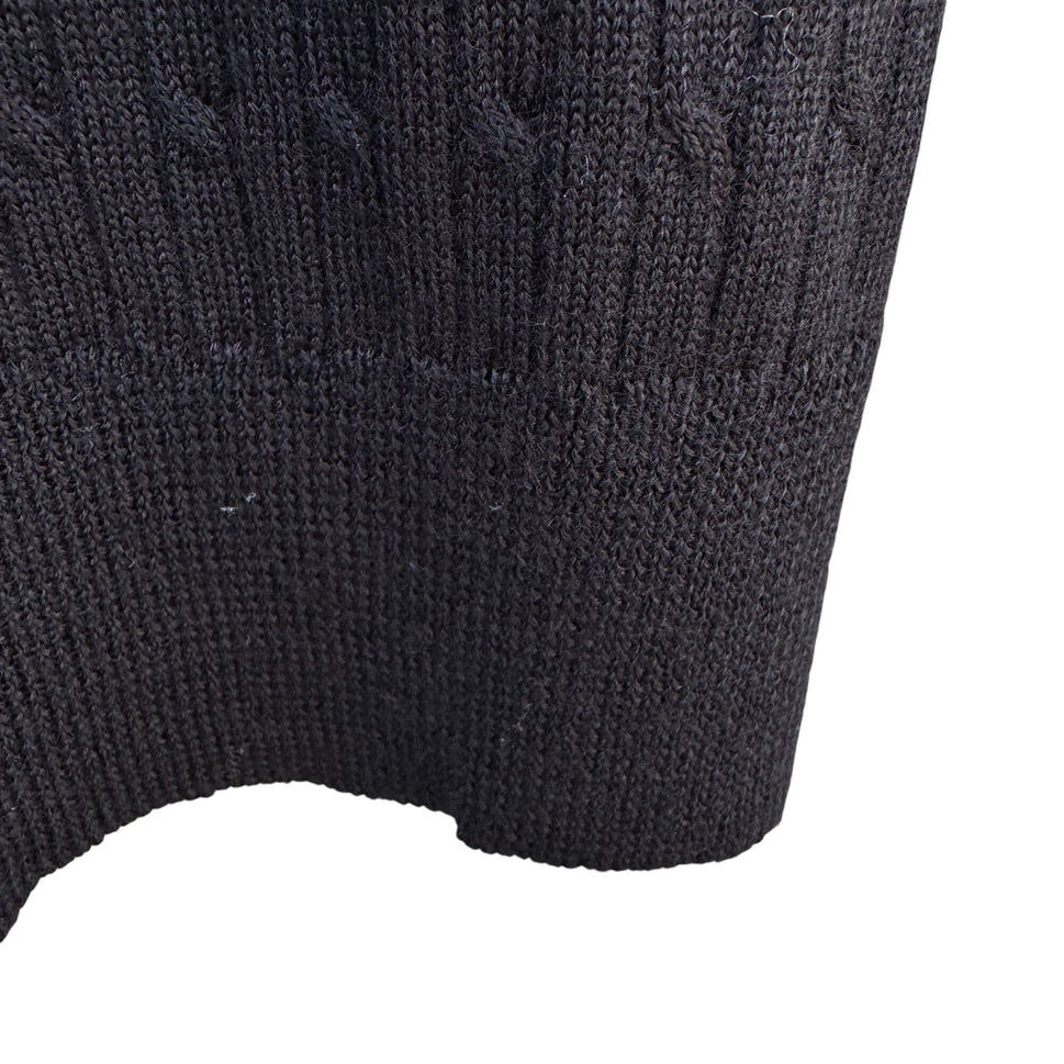 Harve Benard HBII Vintage Black Cable Knit Womens M Mock Neck Sweater Wool Blend