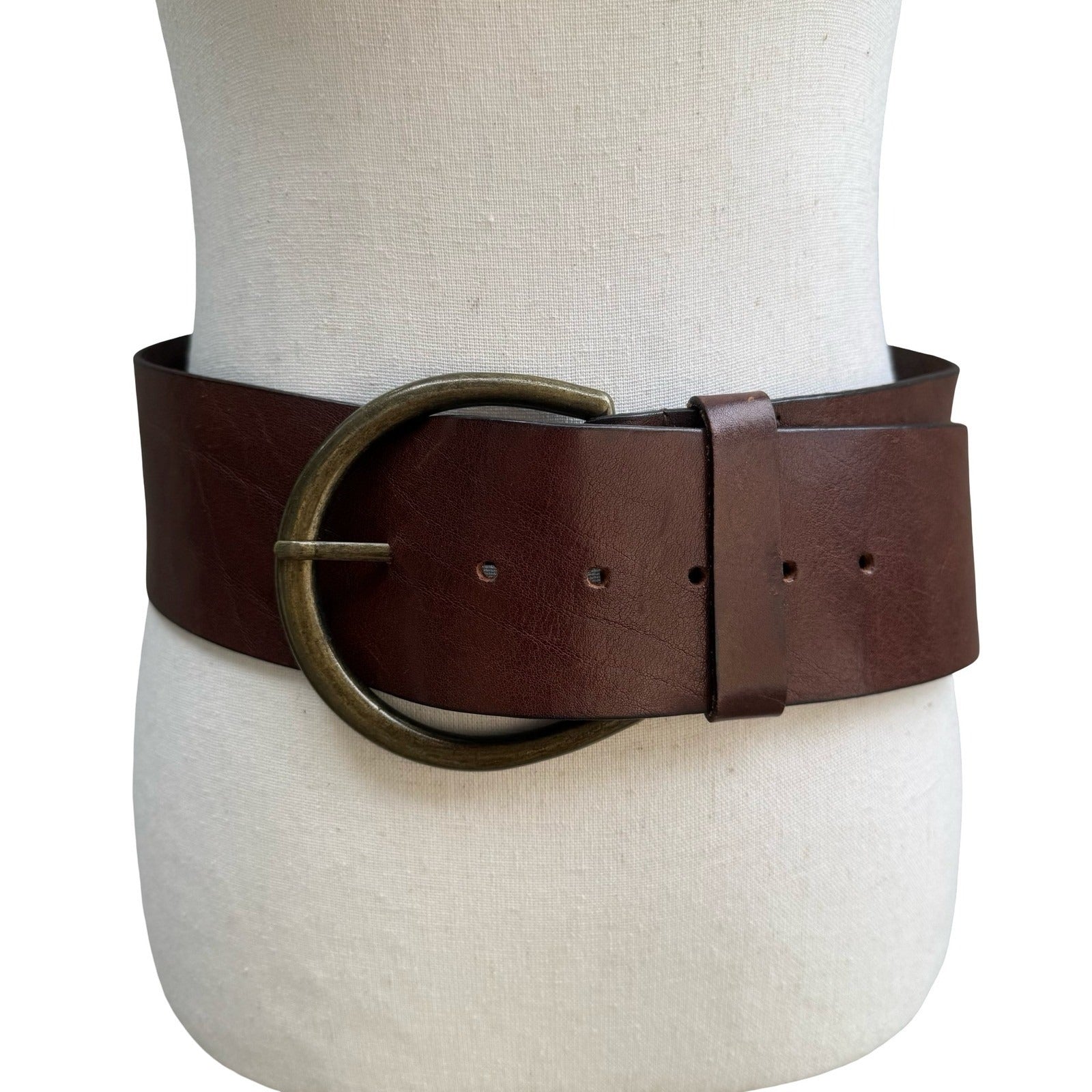 AL&C Another Line & Co Boho Western Brown Leather Wide Waist Cinch Belt 5859 M