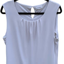 Switch Calvin Klein White Sleeveless Pleated Scoop Neck Keyhole Back Blouse Minimalist 3 image