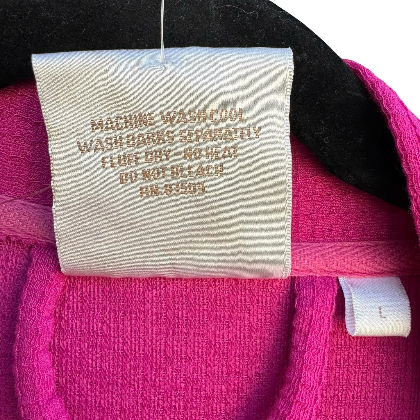 Aegean Apparel Womens Waffle Knit Robe Fuchsia Pink Long Spa Bathrobe Size L NEW