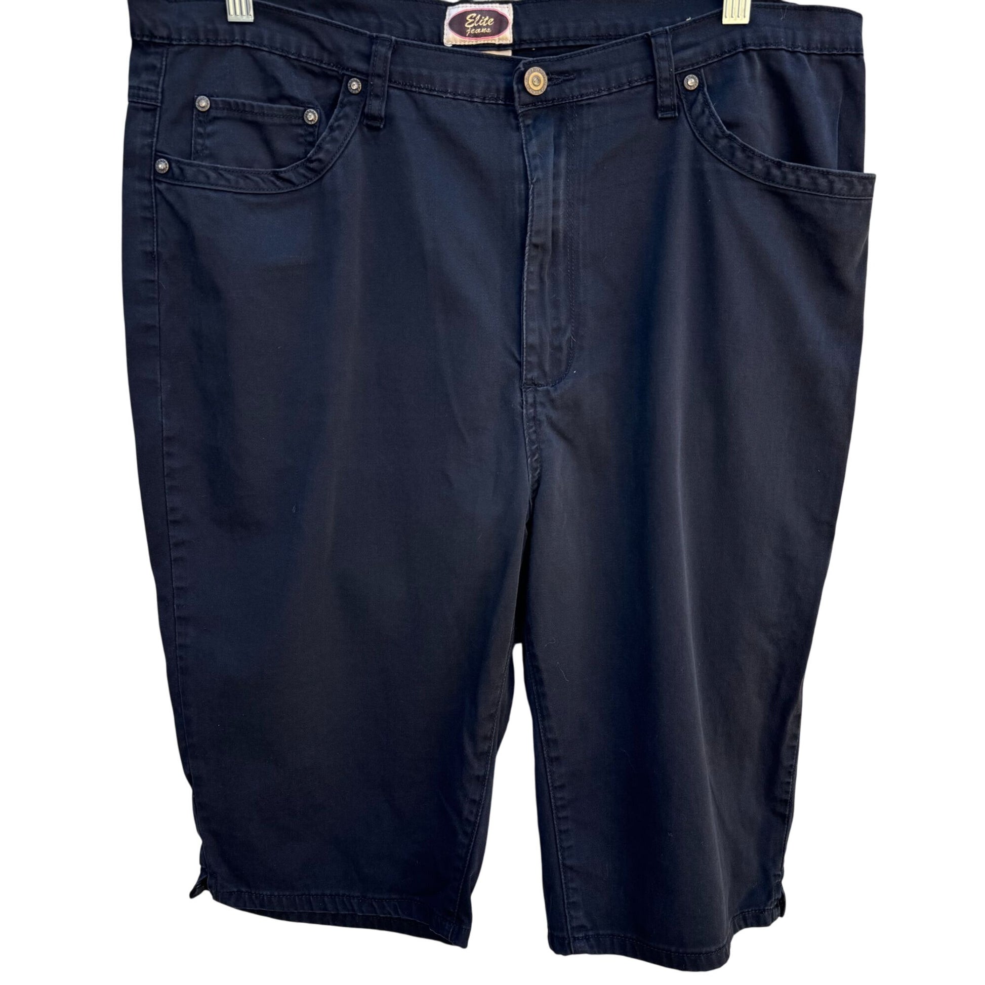 Elite Jeans Vintage Womens Embroidered Beaded Black Denim Shorts Plus Size 21/22