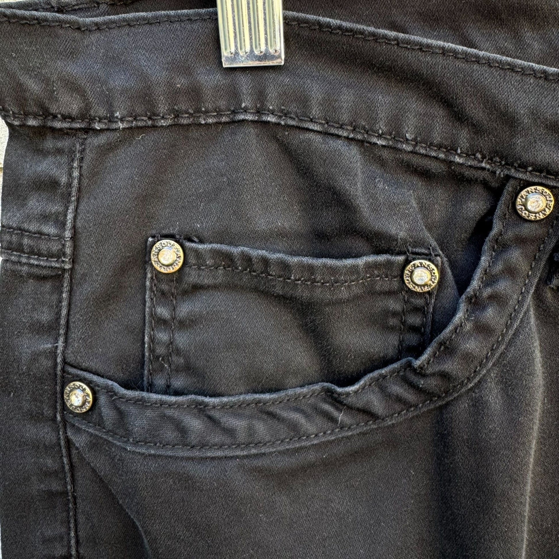 Elite Jeans Vintage Womens Embroidered Beaded Black Denim Shorts Plus Size 21/22