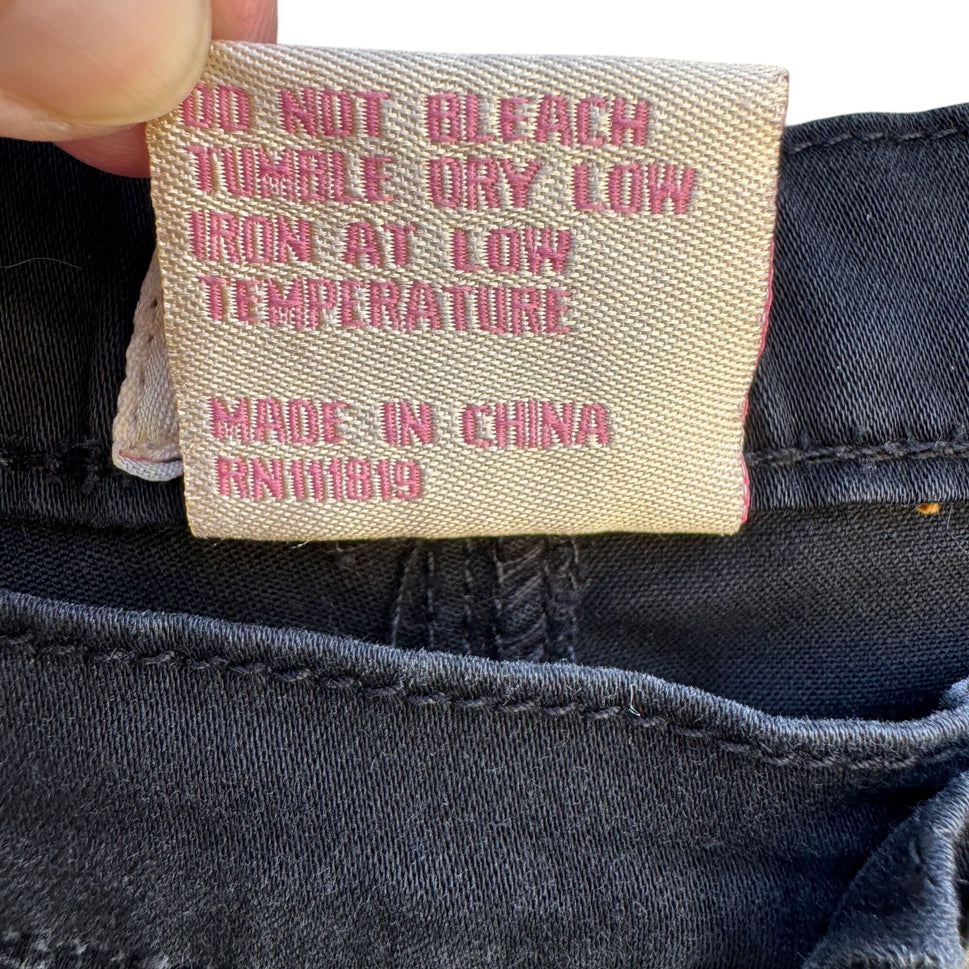 Elite Jeans Vintage Womens Embroidered Beaded Black Denim Shorts Plus Size 21/22