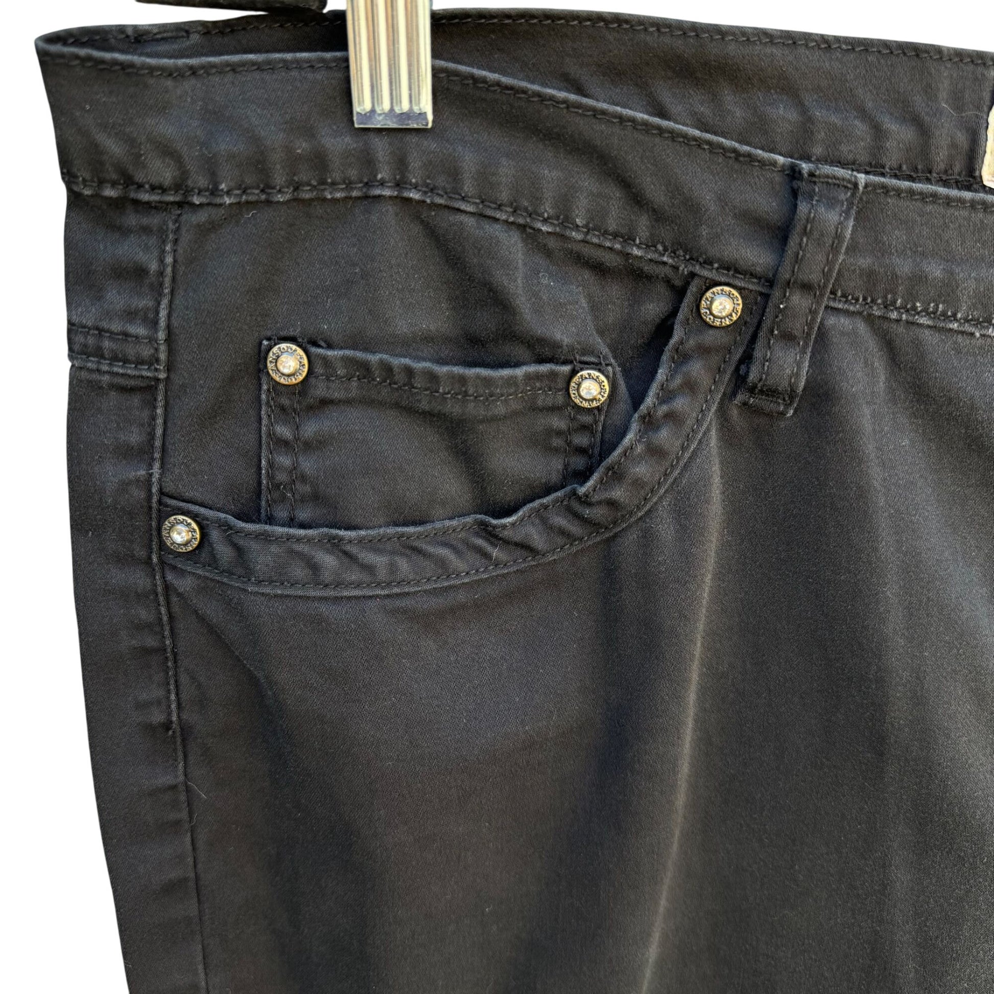 Elite Jeans Vintage Womens Embroidered Beaded Black Denim Shorts Plus Size 21/22