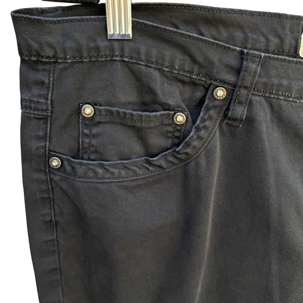 Elite Jeans Vintage Womens Embroidered Beaded Black Denim Shorts Plus Size 21/22