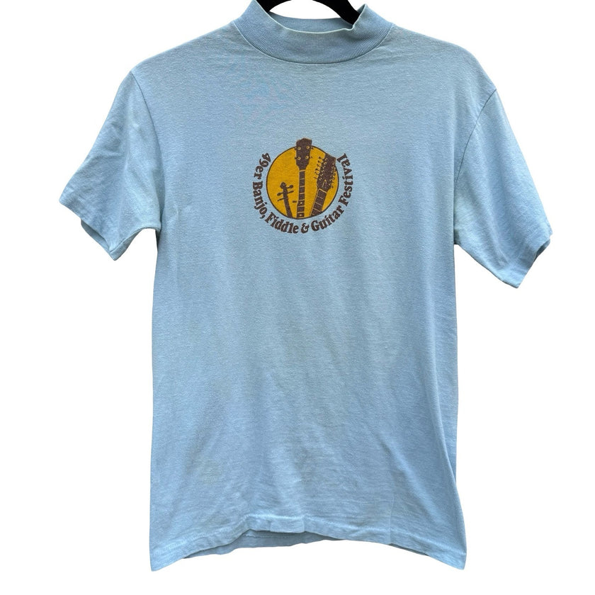 Anvil Vintage 1979s 49er Banjo Fiddle Guitar Festival Shirt Blue Single Stitch S