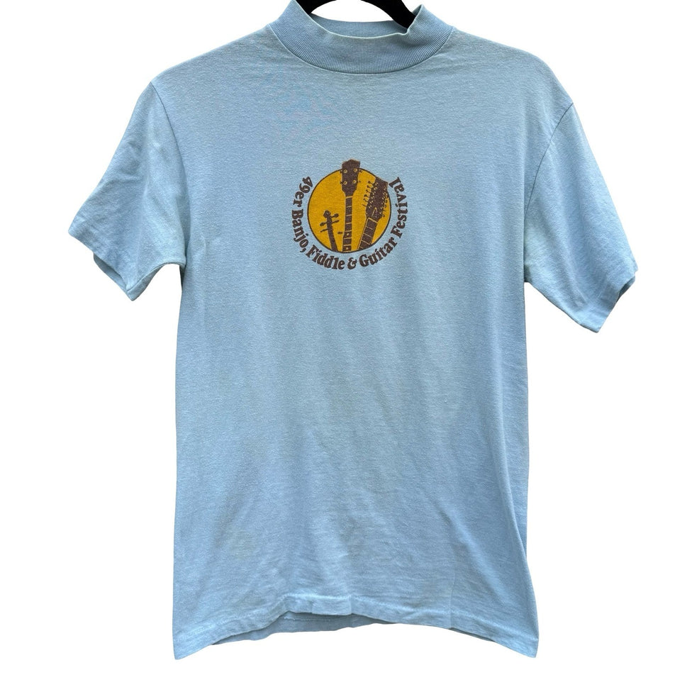 Anvil Vintage 1979s 49er Banjo Fiddle Guitar Festival Shirt Blue Single Stitch S