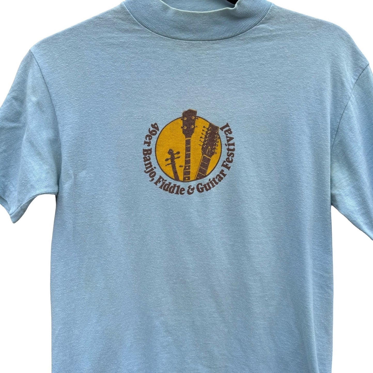 Anvil Vintage 1979s 49er Banjo Fiddle Guitar Festival Shirt Blue Single Stitch S