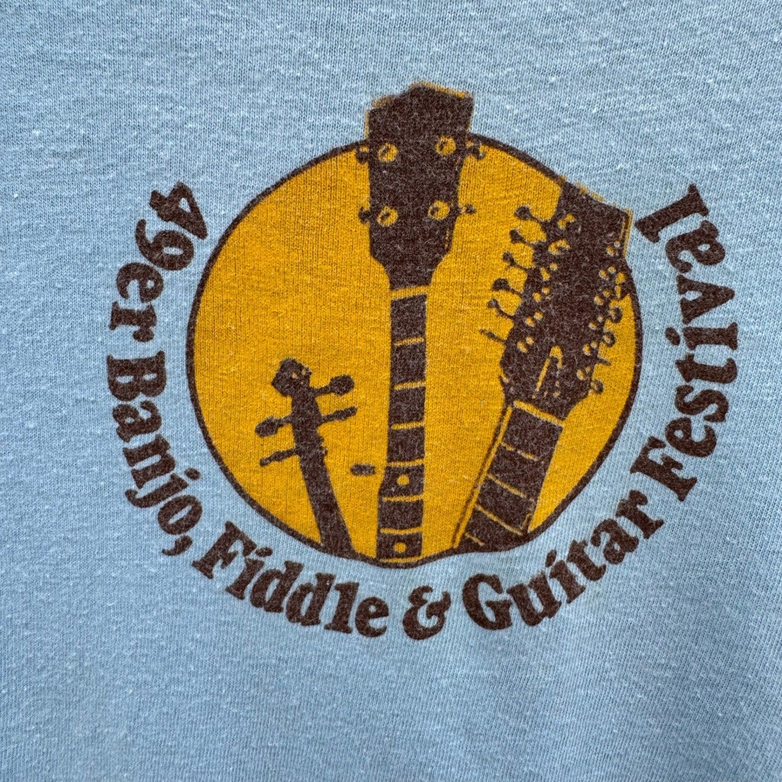 Anvil Vintage 1979s 49er Banjo Fiddle Guitar Festival Shirt Blue Single Stitch S