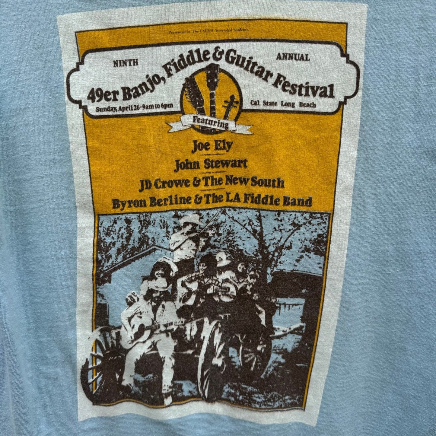 Anvil Vintage 1979s 49er Banjo Fiddle Guitar Festival Shirt Blue Single Stitch S