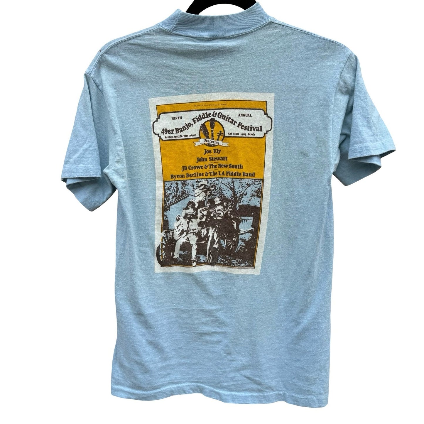 Anvil Vintage 1979s 49er Banjo Fiddle Guitar Festival Shirt Blue Single Stitch S