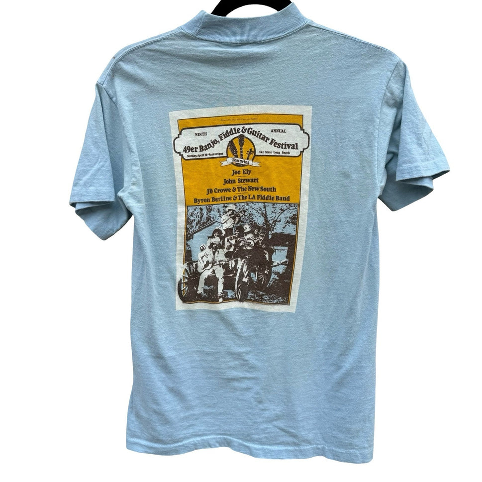 Anvil Vintage 1979s 49er Banjo Fiddle Guitar Festival Shirt Blue Single Stitch S