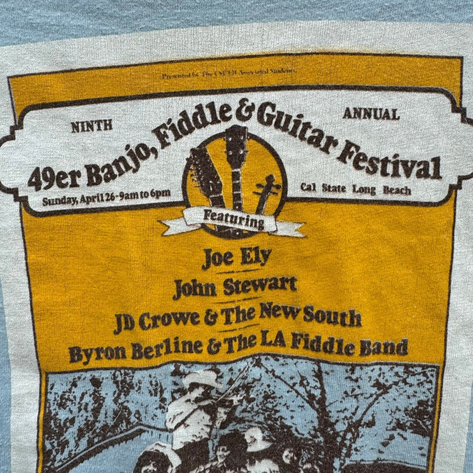 Anvil Vintage 1979s 49er Banjo Fiddle Guitar Festival Shirt Blue Single Stitch S