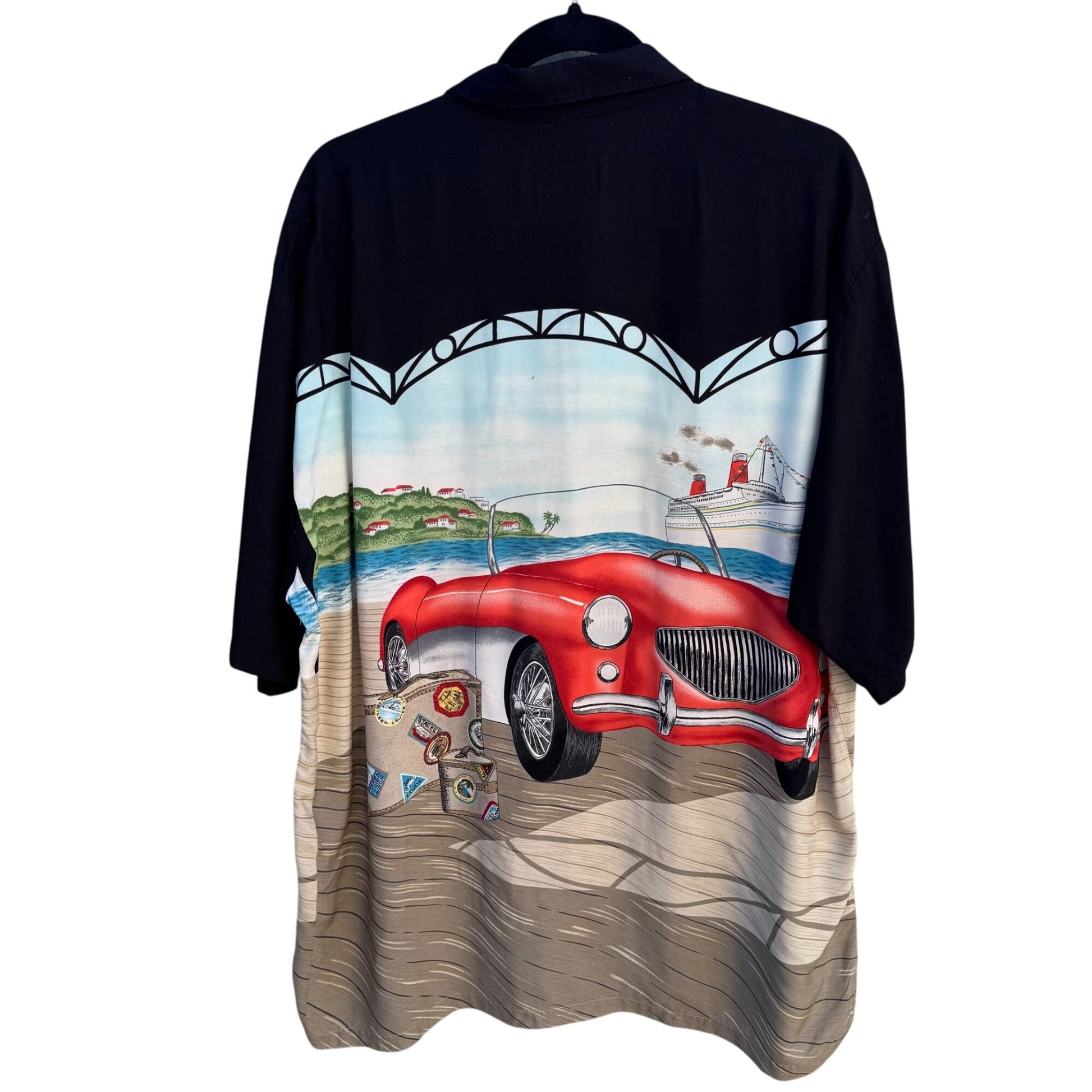 Tori Richard Vintage Mens Cruise Travel Corvette Short Sleeve Hawaiian Shirt 2XL