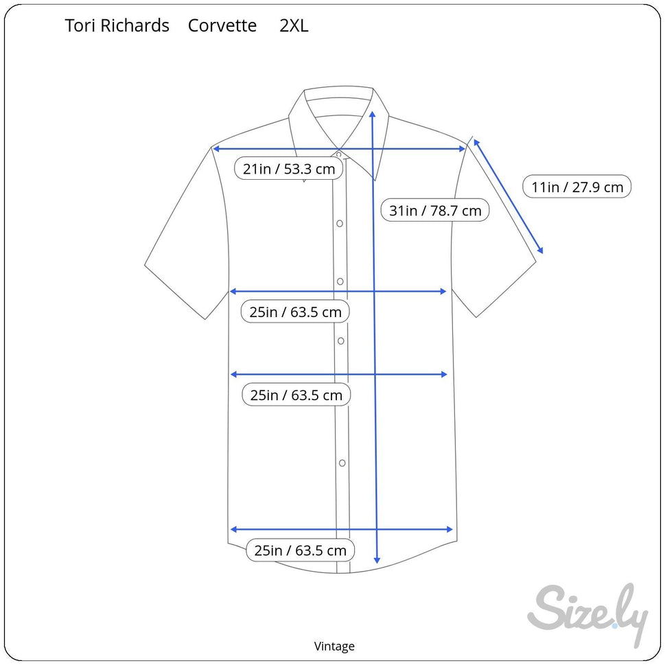 Tori Richard Vintage Mens Cruise Travel Corvette Short Sleeve Hawaiian Shirt 2XL