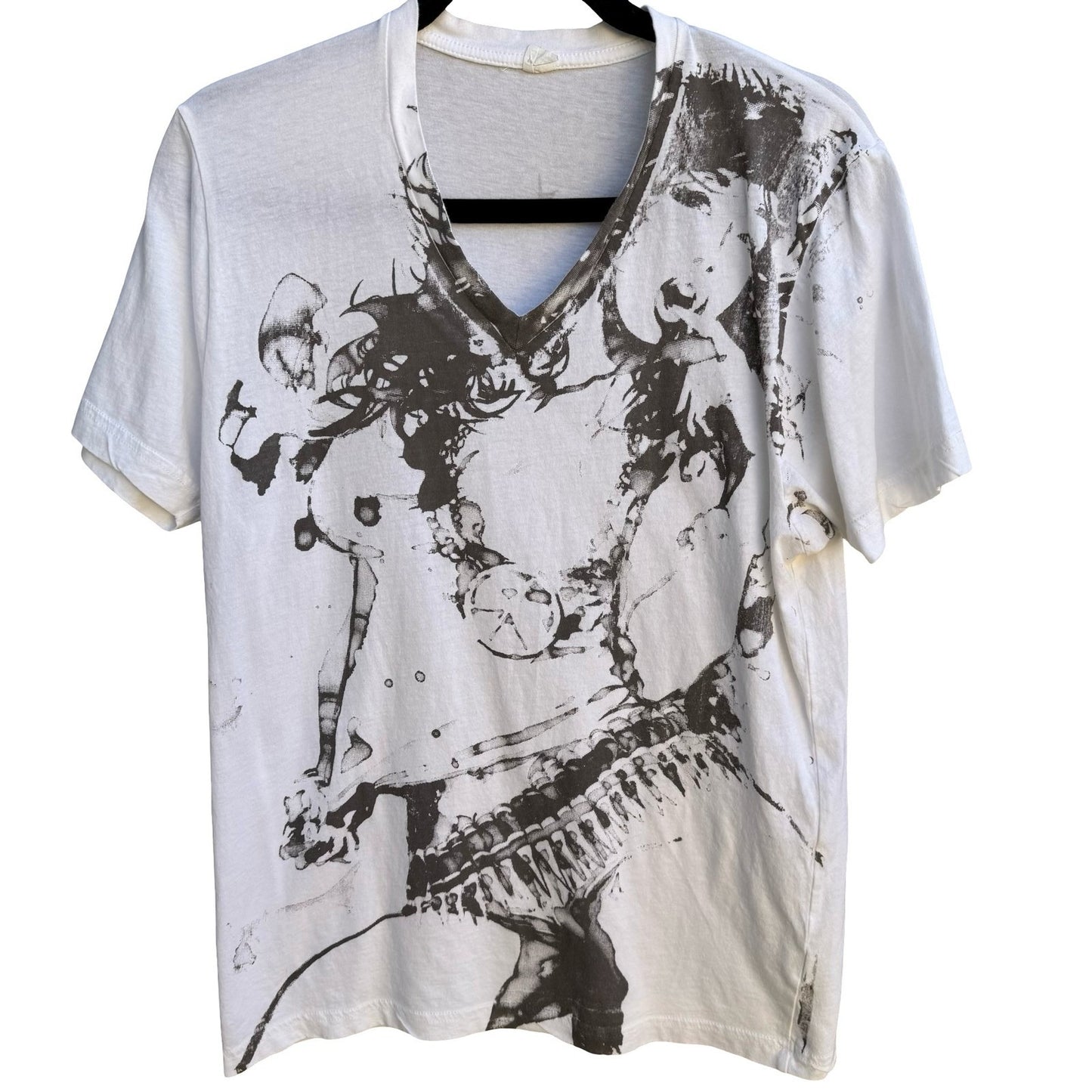 Alternative Apparel Abstract Grunge Alt Emo Graphic V-Neck Shirt Cotton Mens M
