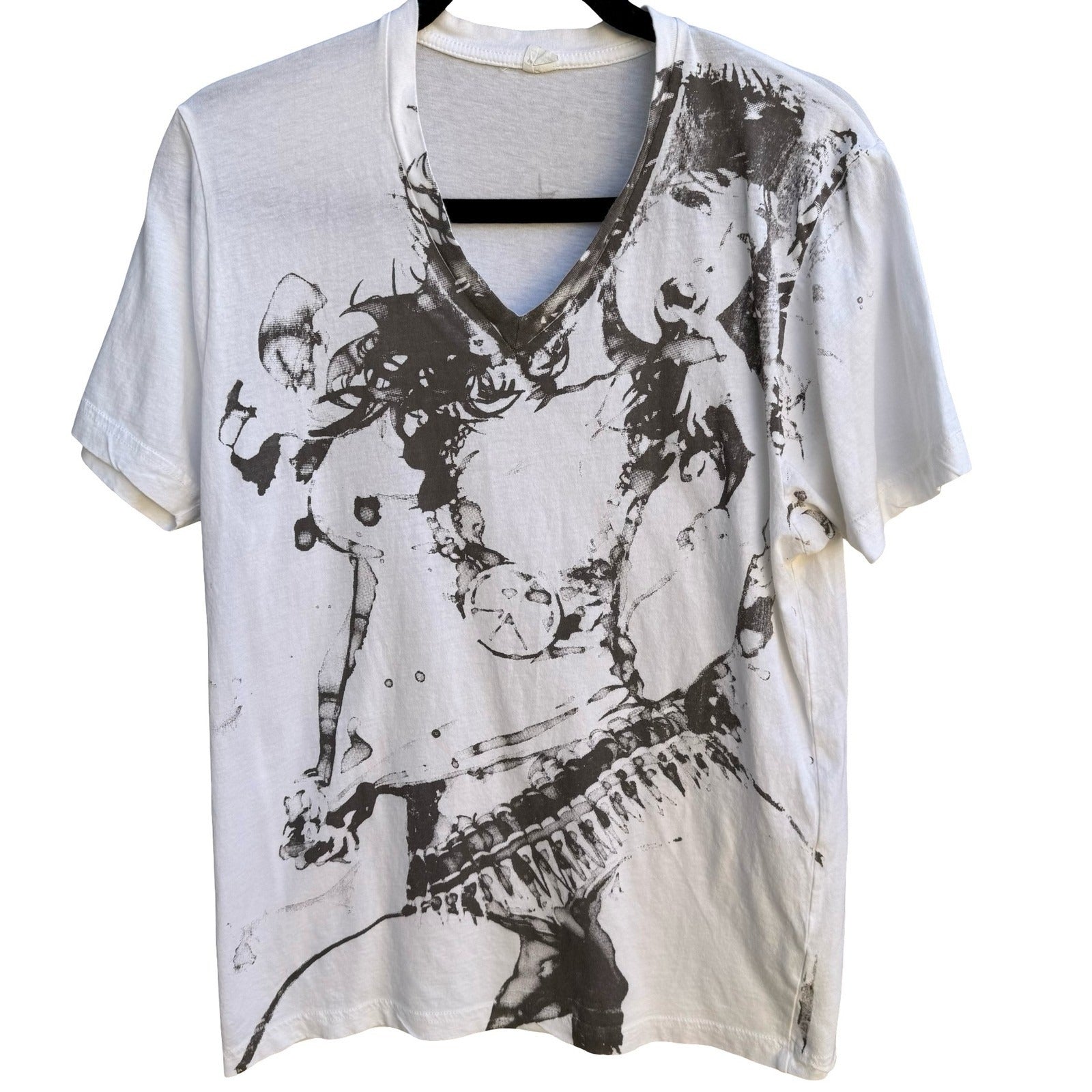 Alternative Apparel Abstract Grunge Alt Emo Graphic V-Neck Shirt Cotton Mens M