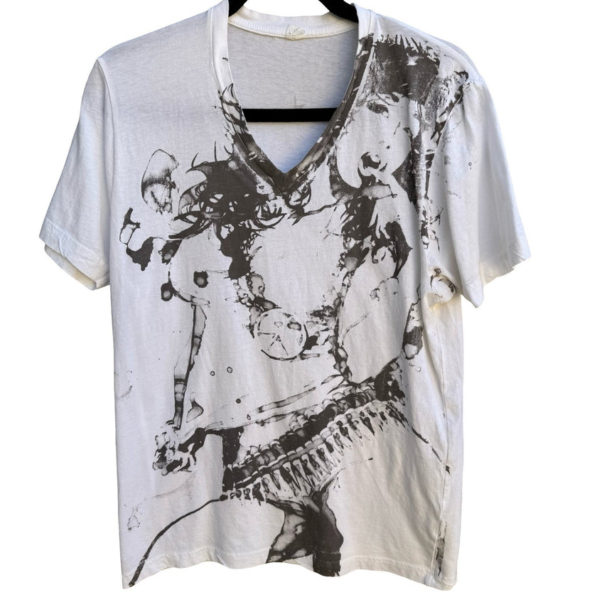 Alternative Apparel Abstract Grunge Alt Emo Graphic V-Neck Shirt Cotton Mens M