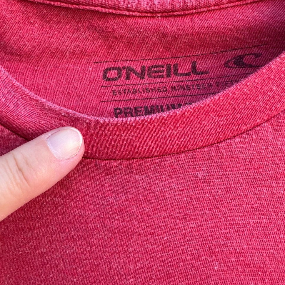 ONeill Mens Medium Red Graphic Print Short Sleeve Surf Beach Wear Tee Shirt